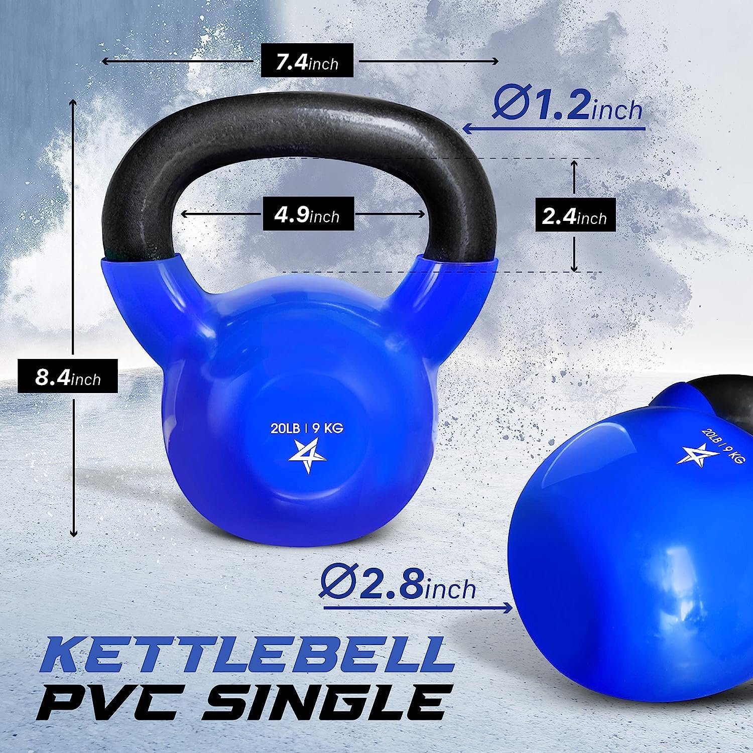 Yes4All Kettlebell 5-100 LB Vinyl Coated Cast Iron Strength Training Kettlebells