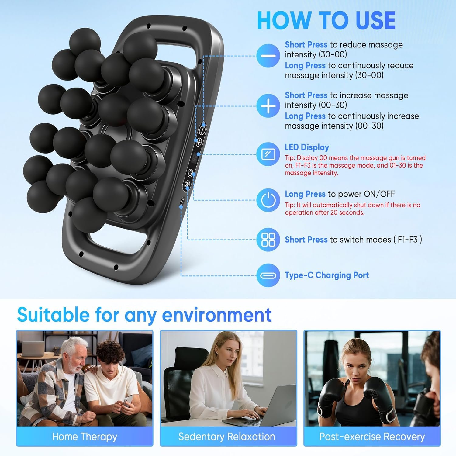 20-Head Massage Gun Set Deep Tissue Massager - Image 7