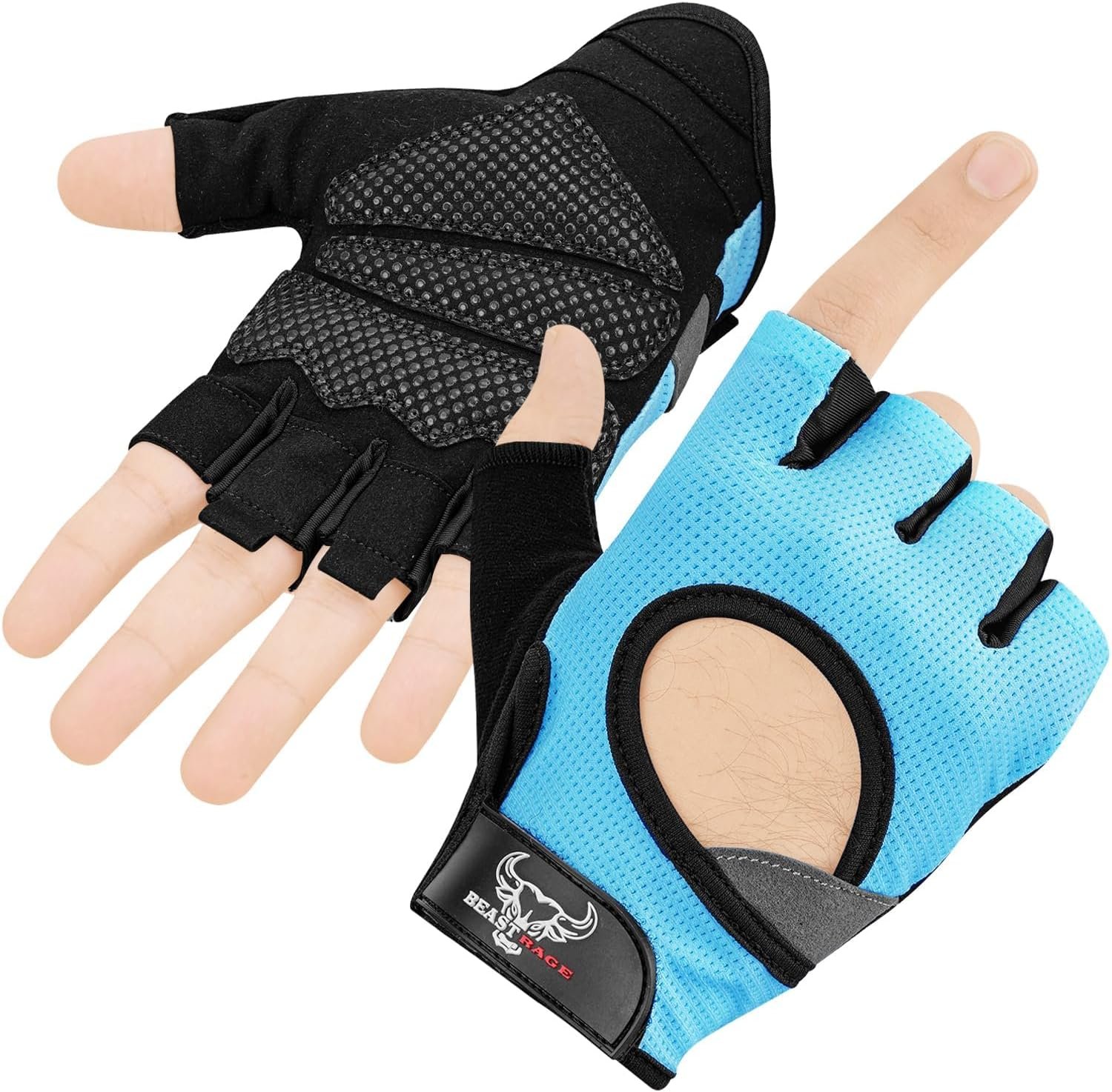BEAST RAGE Fingerless Weight Lifting Gloves