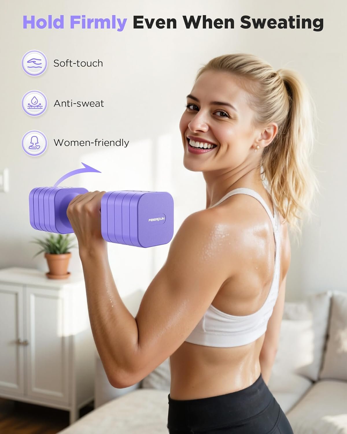 FEIERDUN 5-in-1 Adjustable Dumbbell Set of 2 - Image 7