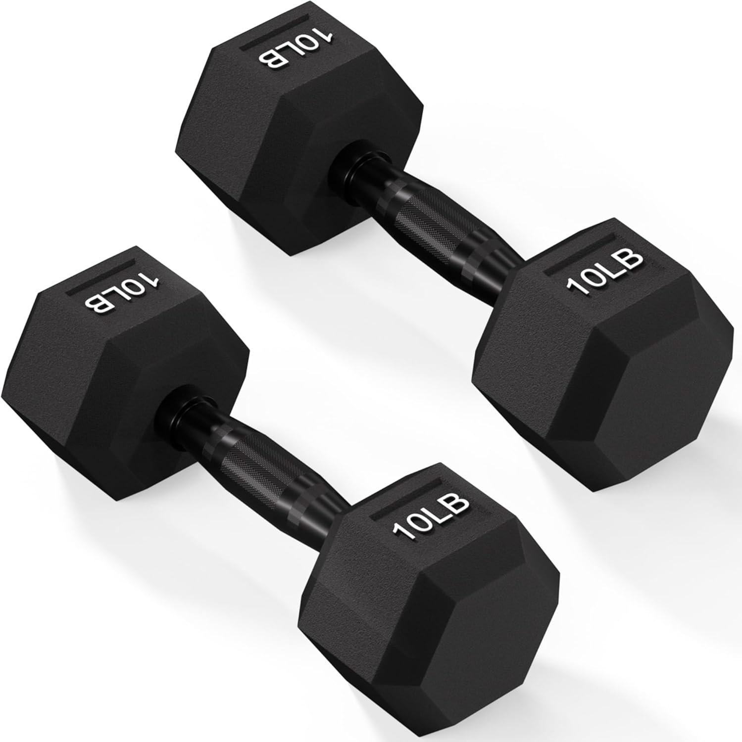 Fitvids Rubber Encased Exercise and Fitness Hex Dumbbell