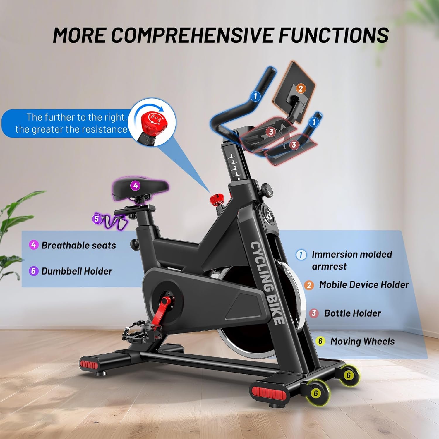 Indoor Exercise Bike Stationary Bike for Home Cardio - Image 6