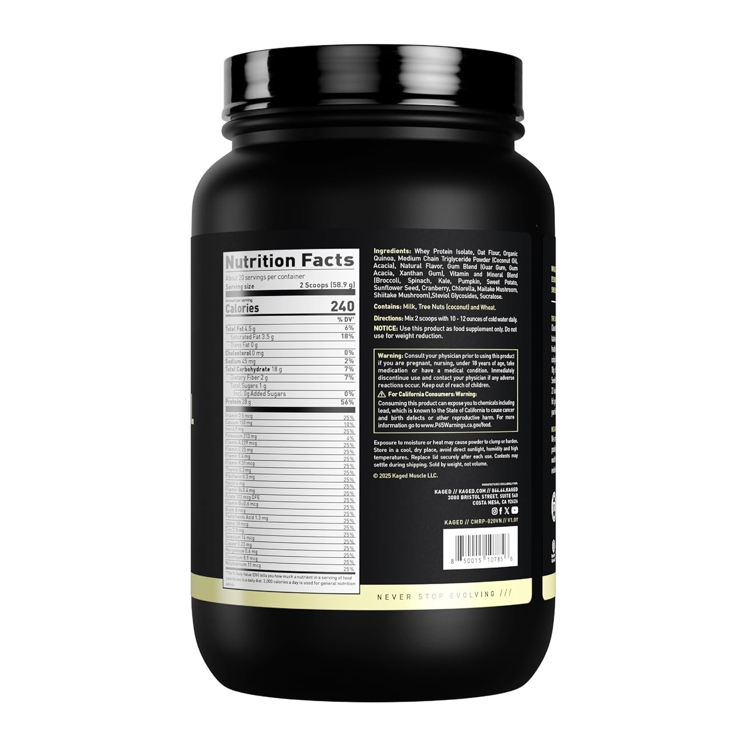 Kaged Clean Meal Powder Vanilla Cake Meal Replacement Shake - Image 3
