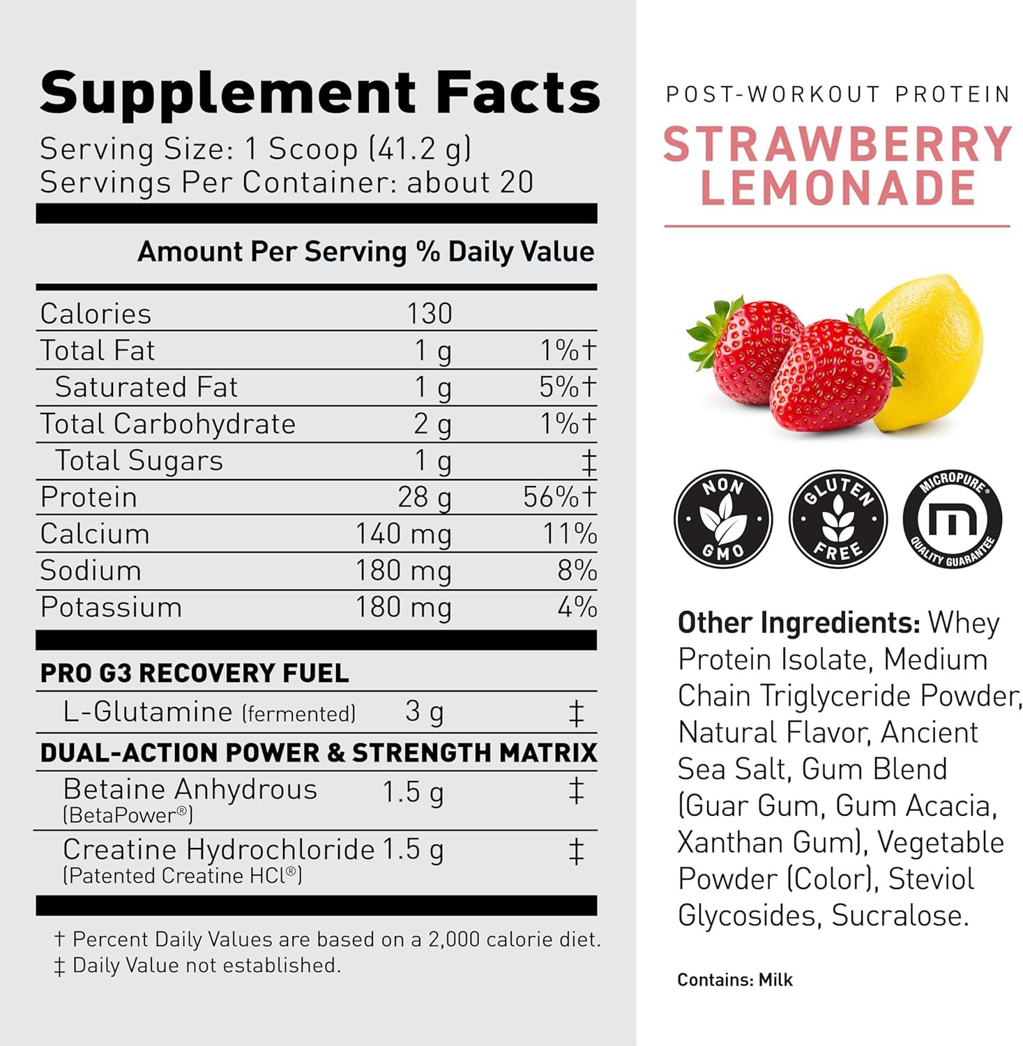 Kaged Post Workout Protein Powder Strawberry Lemonade - Image 6