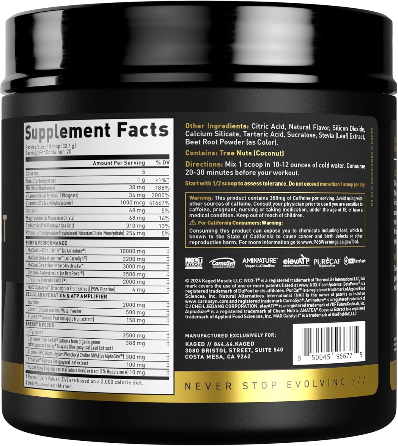 Kaged Pre Workout Elite Powder Fruit Punch - Image 10