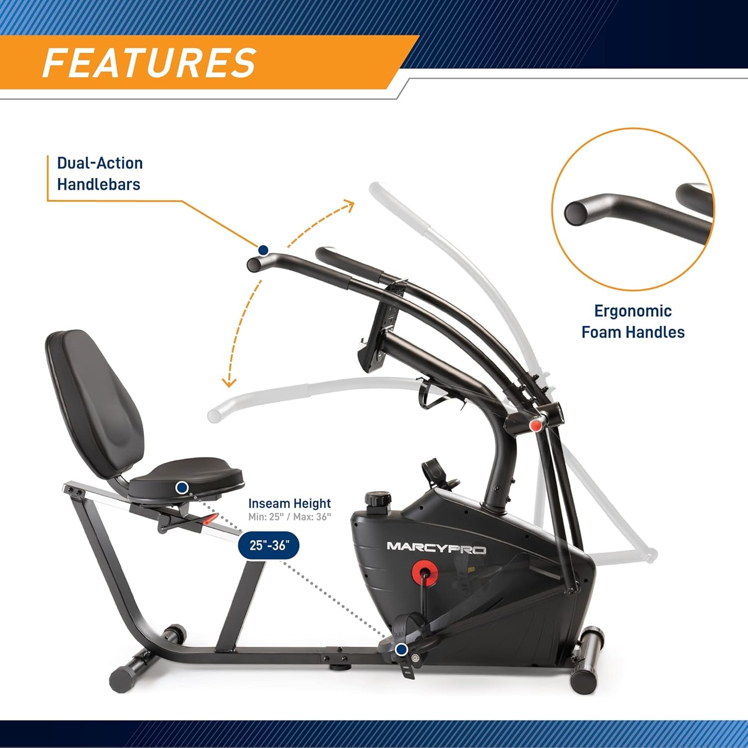 Marcy Dual Action Cross Training Recumbent Exercise Bike - Image 6