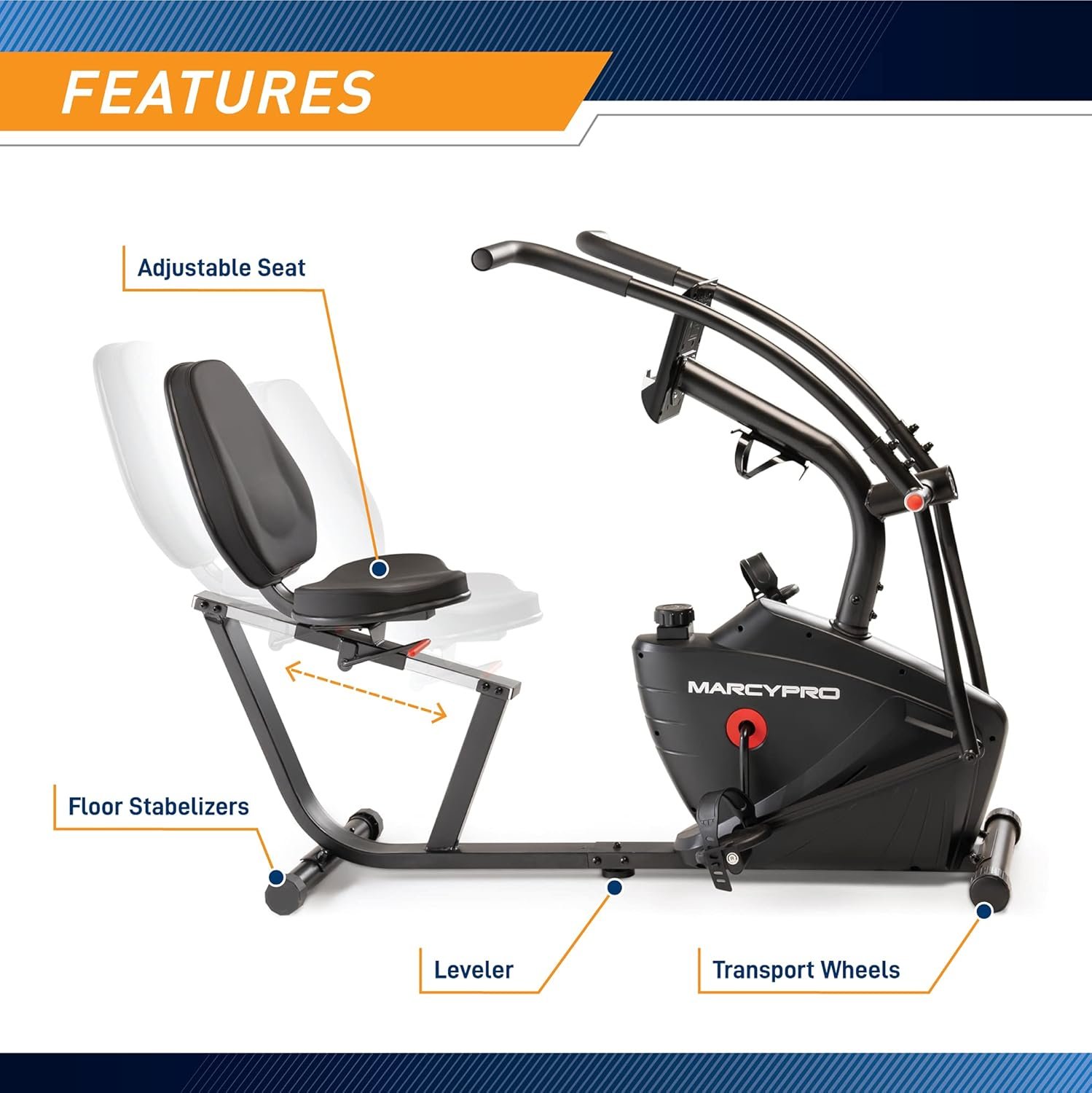 Marcy Dual Action Cross Training Recumbent Exercise Bike - Image 7