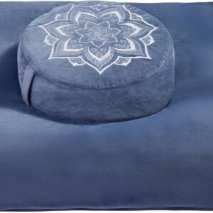 Meditation Zafu Cushion Set with Buckwheat Hulls and Memory Foam 1