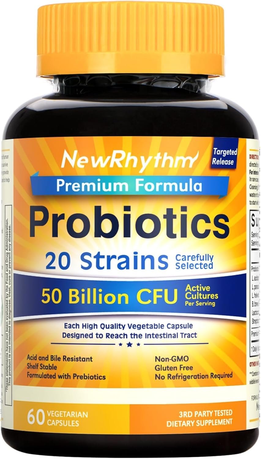 NewRhythm Probiotics 50 Billion CFU 20 Strains