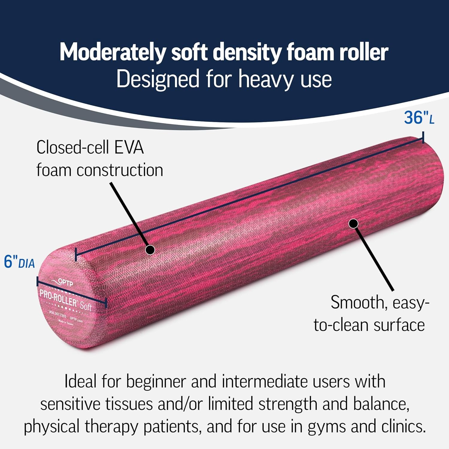 OPTP PRO-Roller Soft Density Foam Roller - Image 2