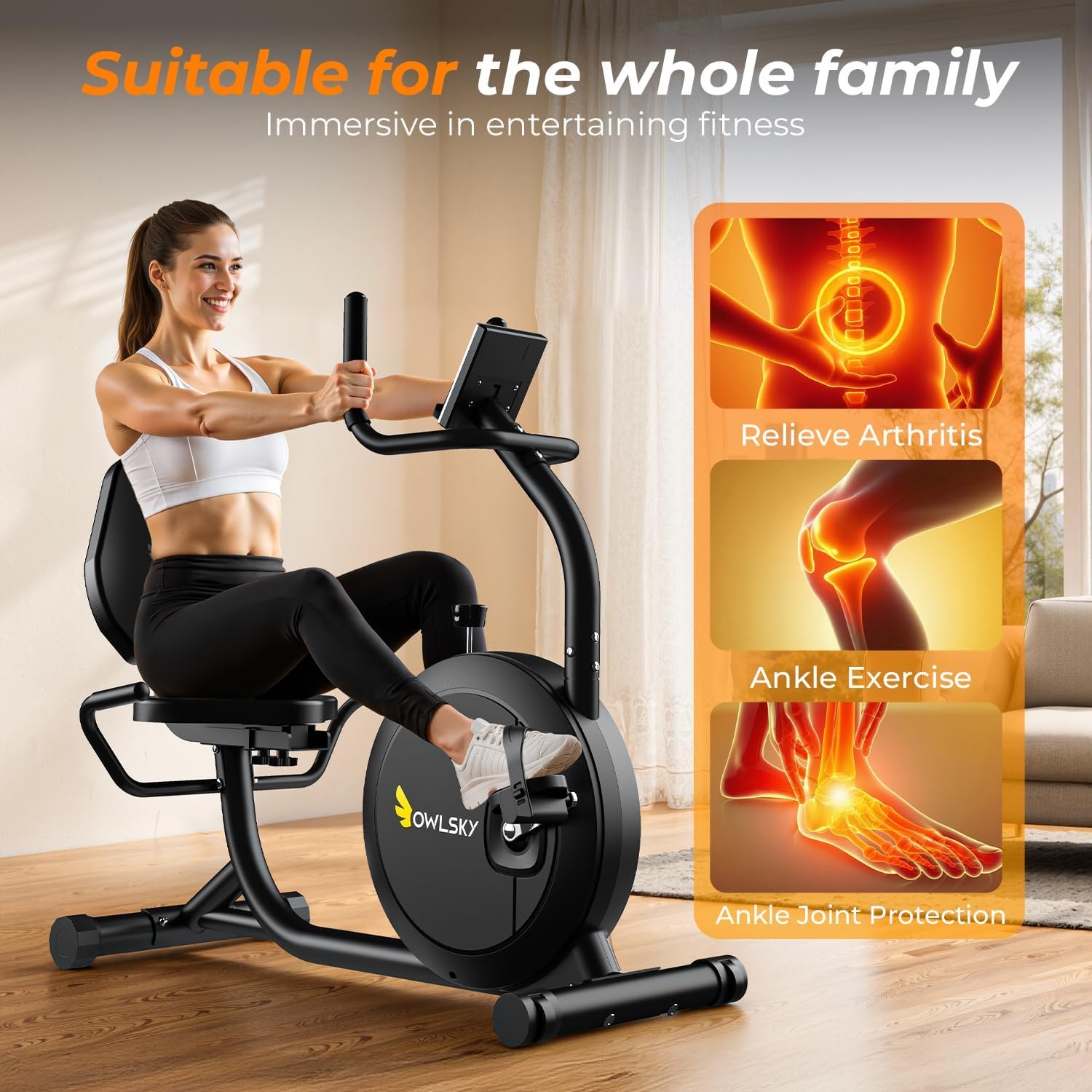 OWLSKY Recumbent Exercise Bike for Home Gym - Image 7
