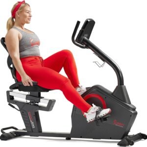Sunny Health and Fitness Smart Recumbent Bike with Pulse Sensors 4