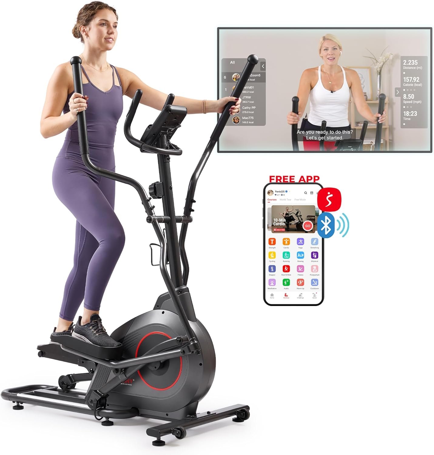 Sunny Health and Fitness Smart Upright Elliptical 1