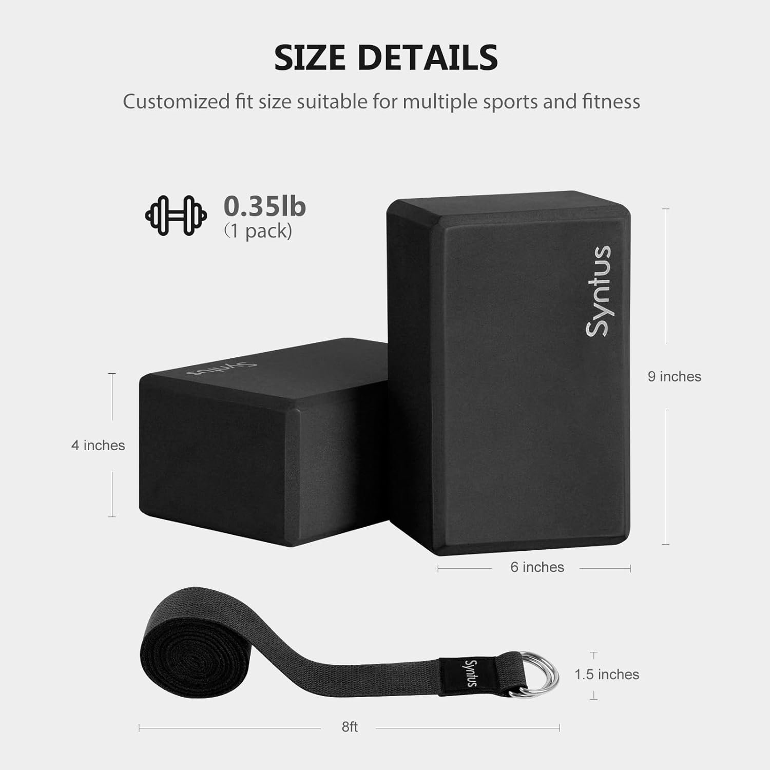 Syntus Yoga Block and Yoga Strap Set Non-Slip Yoga Blocks - Image 3