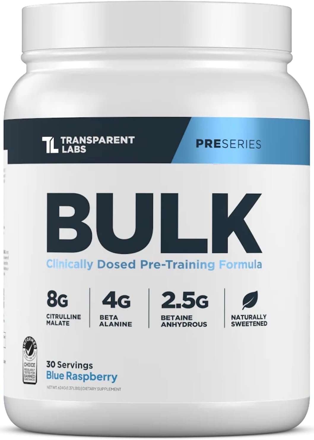 Transparent Labs Bulk Pre Workout Powder Blue Raspberry
