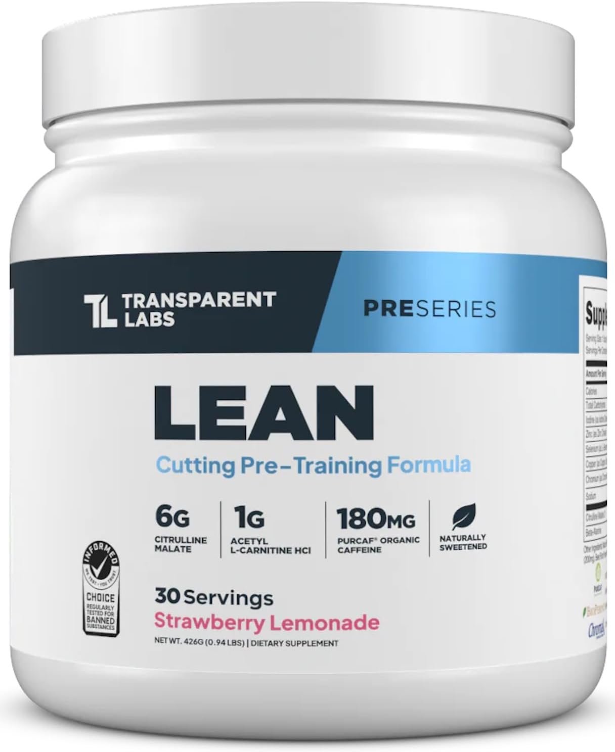 Transparent Labs Lean Pre-Workout Strawberry Lemonade