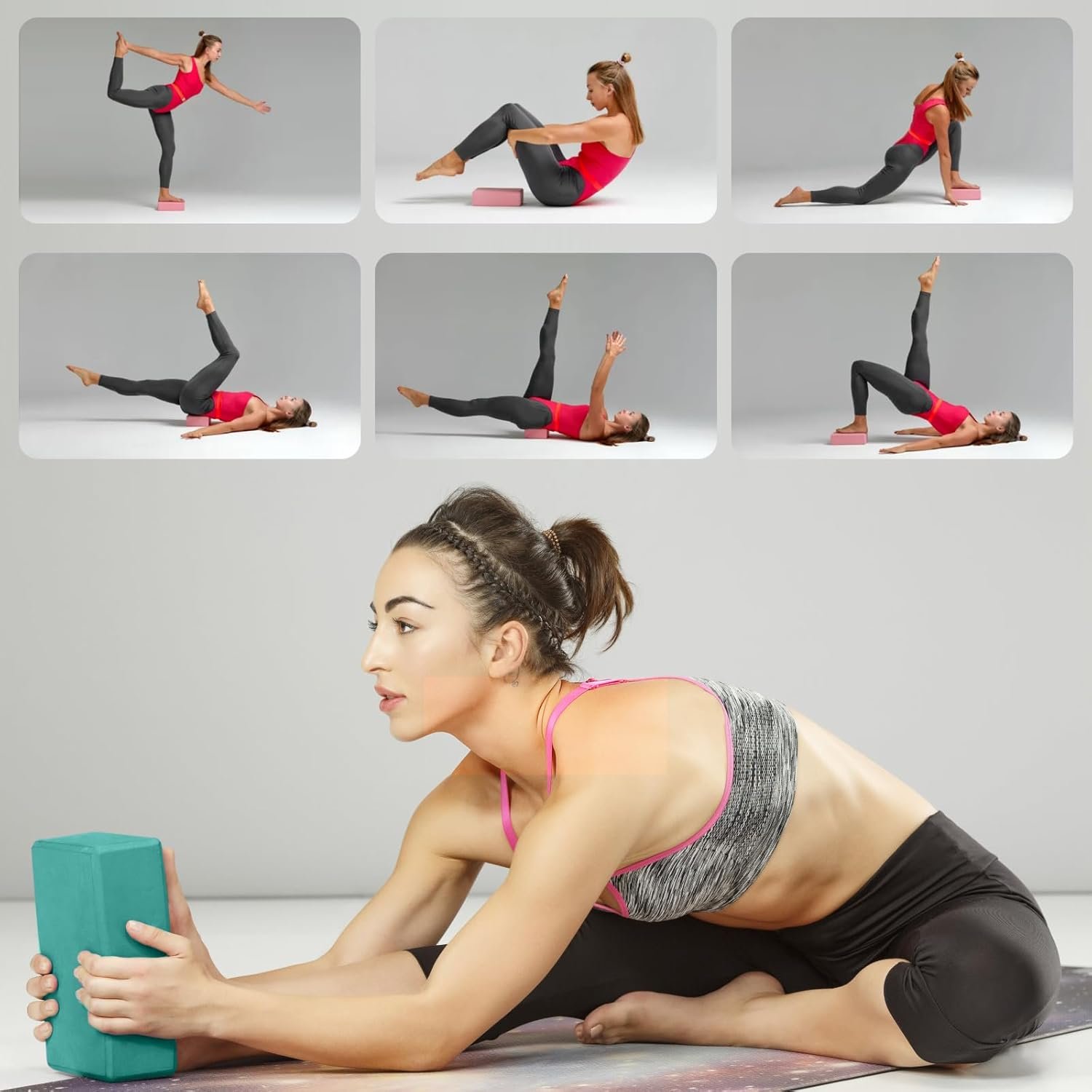 Yoga Blocks 2 Pcs 9"x6"x3" Yoga Brick Foam Blocks EVA Foam - Image 8